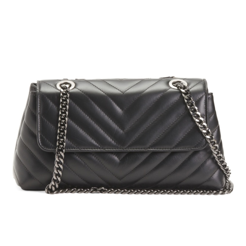Used Cheval bag made in Italy leather quilted crossbody for women black color